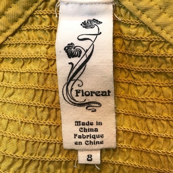 Anthropologie Floreat Mustard Yellow Tank Top Crochet Size 8 Sleeveless Blouse - Picture 8 of 11